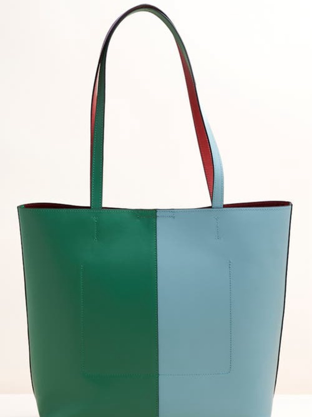 Charlotte Stone Leather Perry Tote - blue, green, red, and purple colorblocked